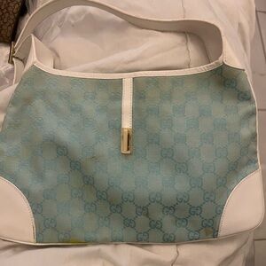 Authentic Gucci Light Blue and White Shoulder Bag